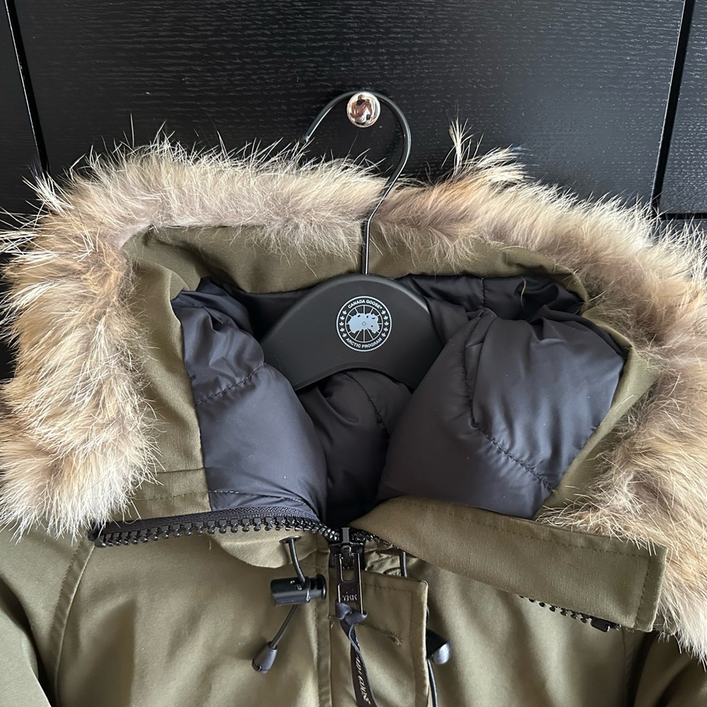 Canada Goose Olive Green Bomber Jacket with Fur Trim - Picture 4 of 7